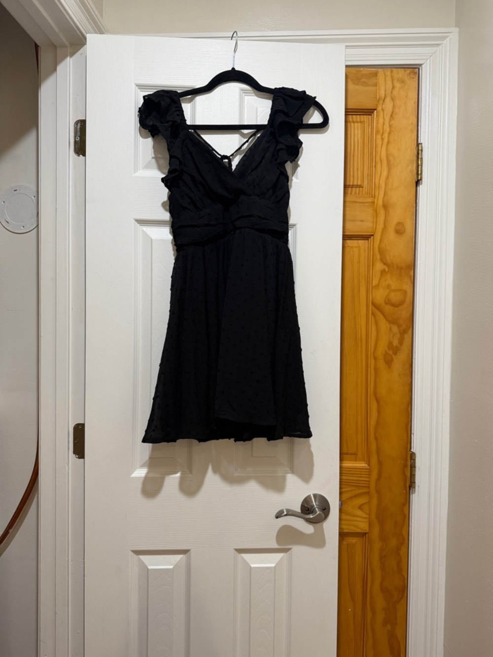 Altar'd State Black Ruffle V-Neck Mini Dress